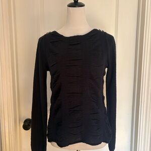 Black Distressed Knit Sweater with Back Zipper (S)